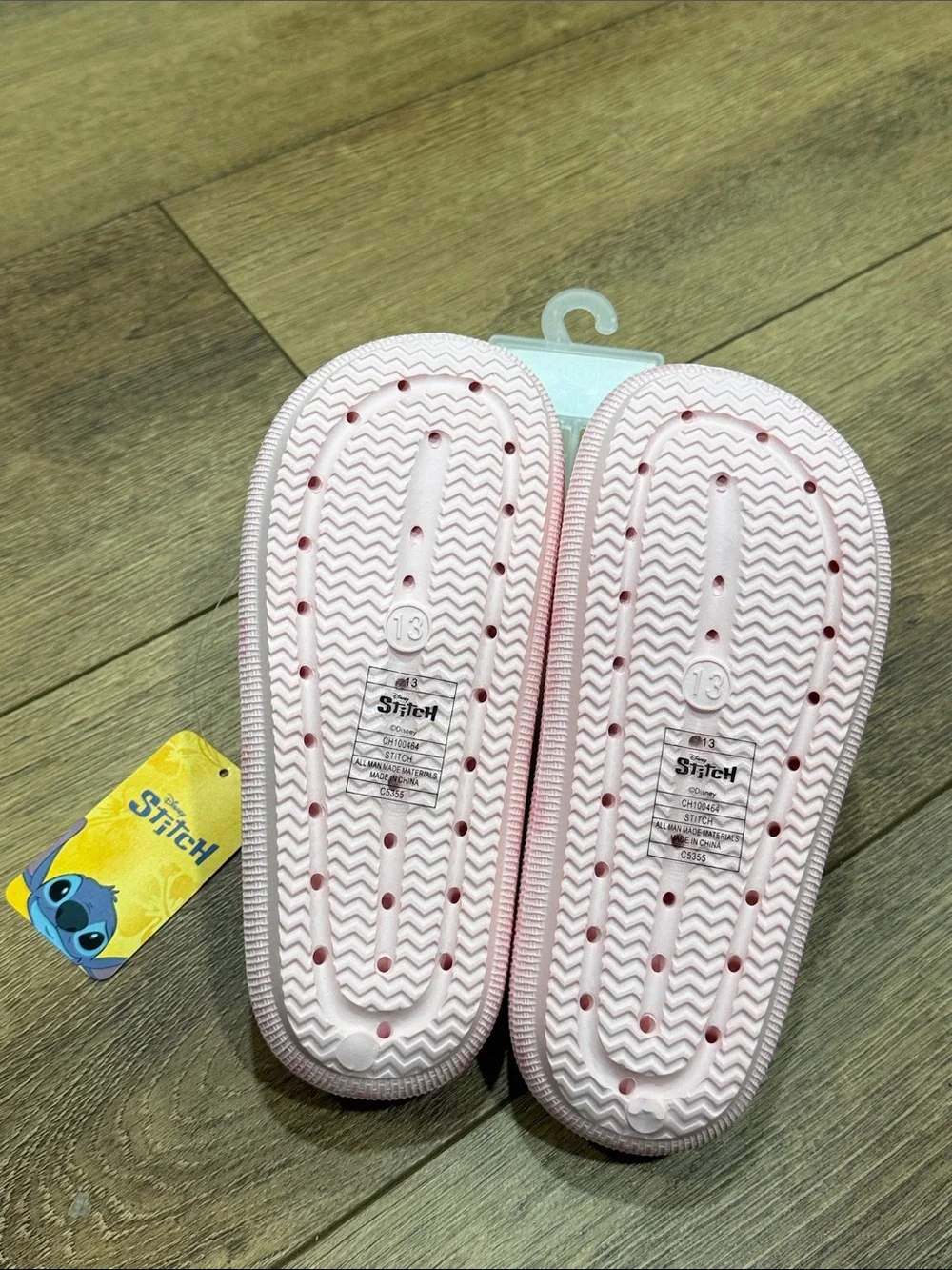 Disney Pink Stitch & Angel Slide Sandals for Kids Size 13